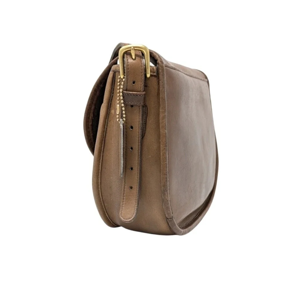 Coach‎ Saddlery Bag 9535 Putty Brown Leather NYC Crossbody Minimal Vintage